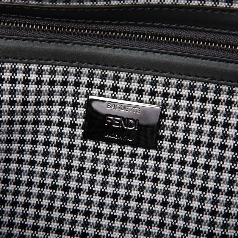 FF Embroidered Wool Houndstooth Baguette Satchel - Image 5