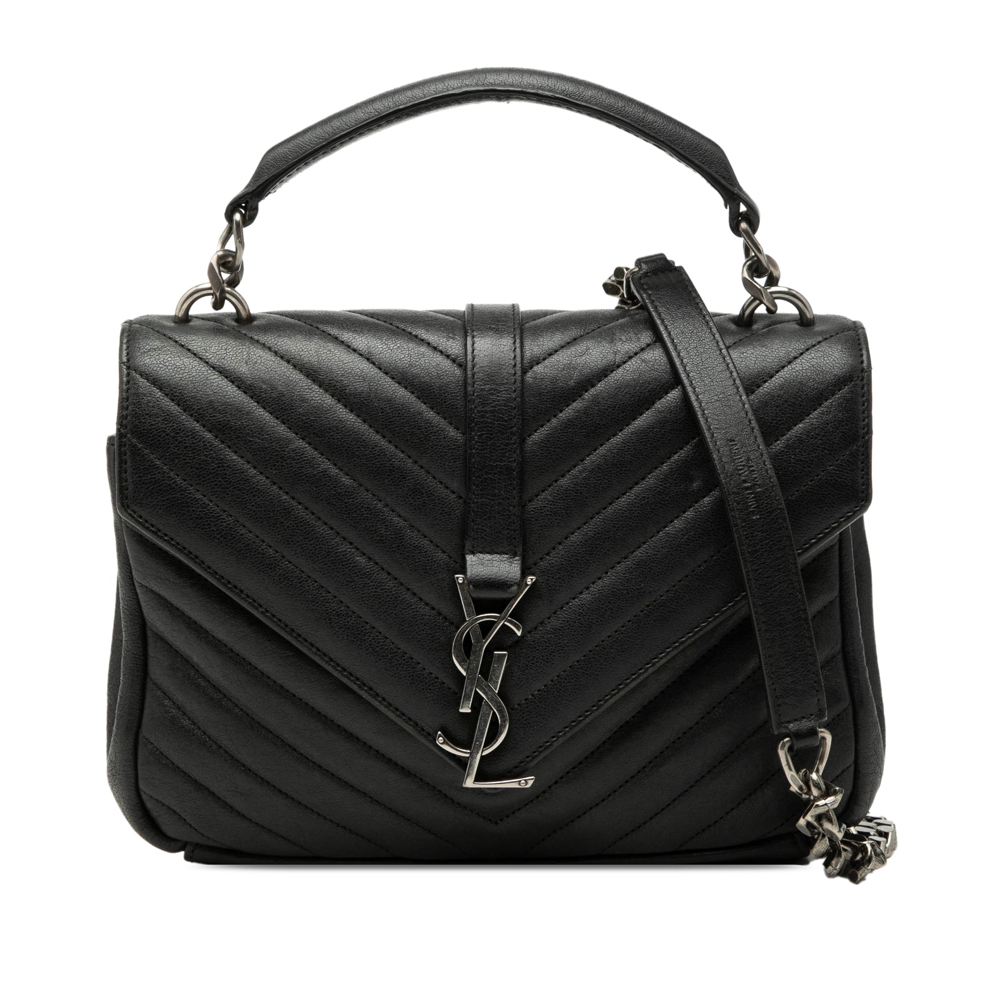 Medium Chevron Sheepskin Monogram College Satchel - Image 1