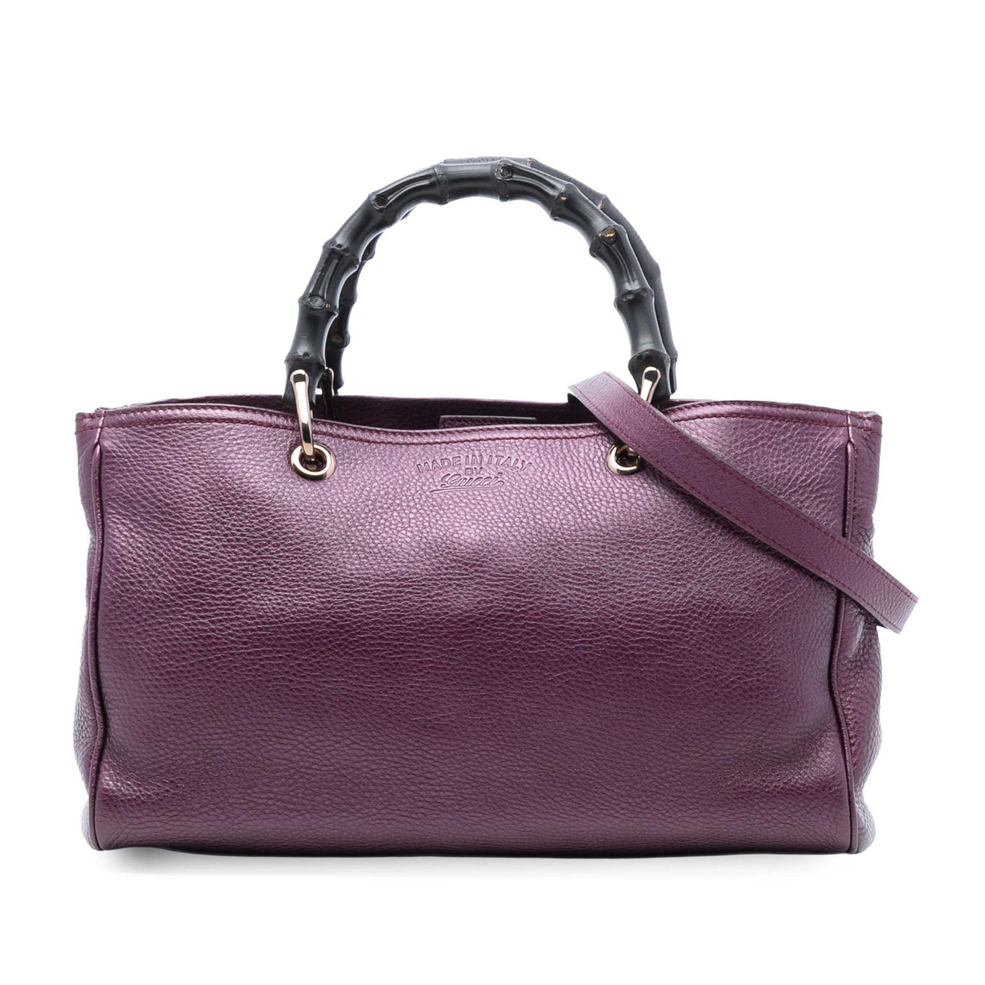 Medium Calfskin Bamboo Shopper Satchel - Image 1