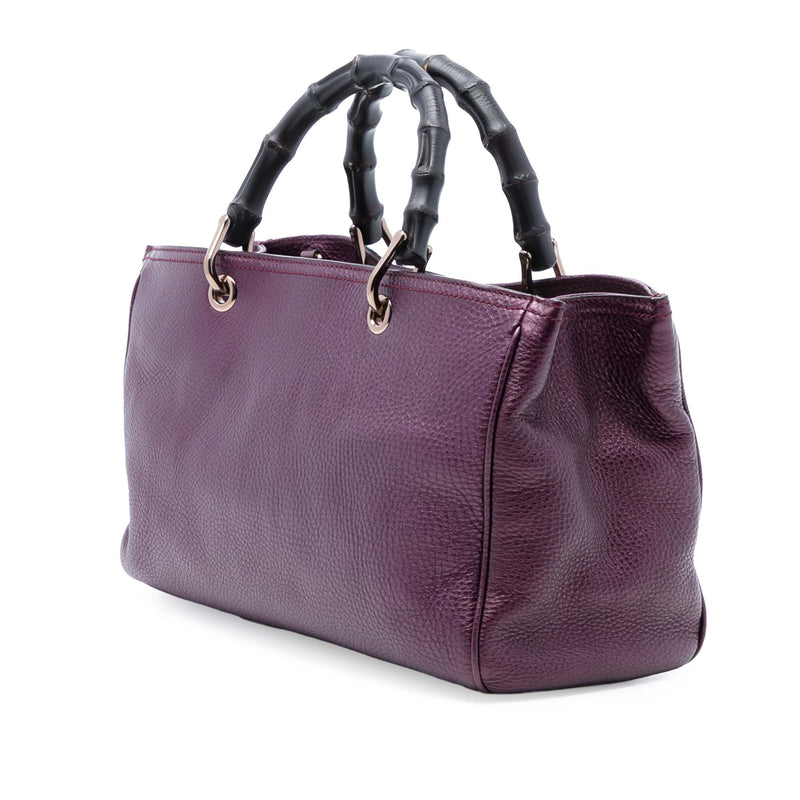 Medium Calfskin Bamboo Shopper Satchel - Image 2