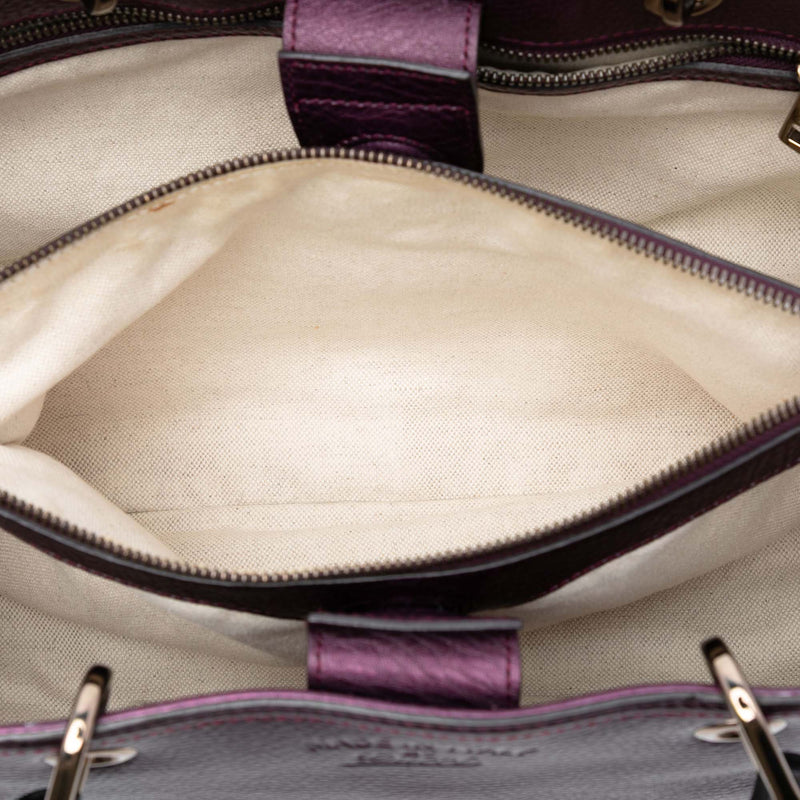 Medium Calfskin Bamboo Shopper Satchel - Image 4