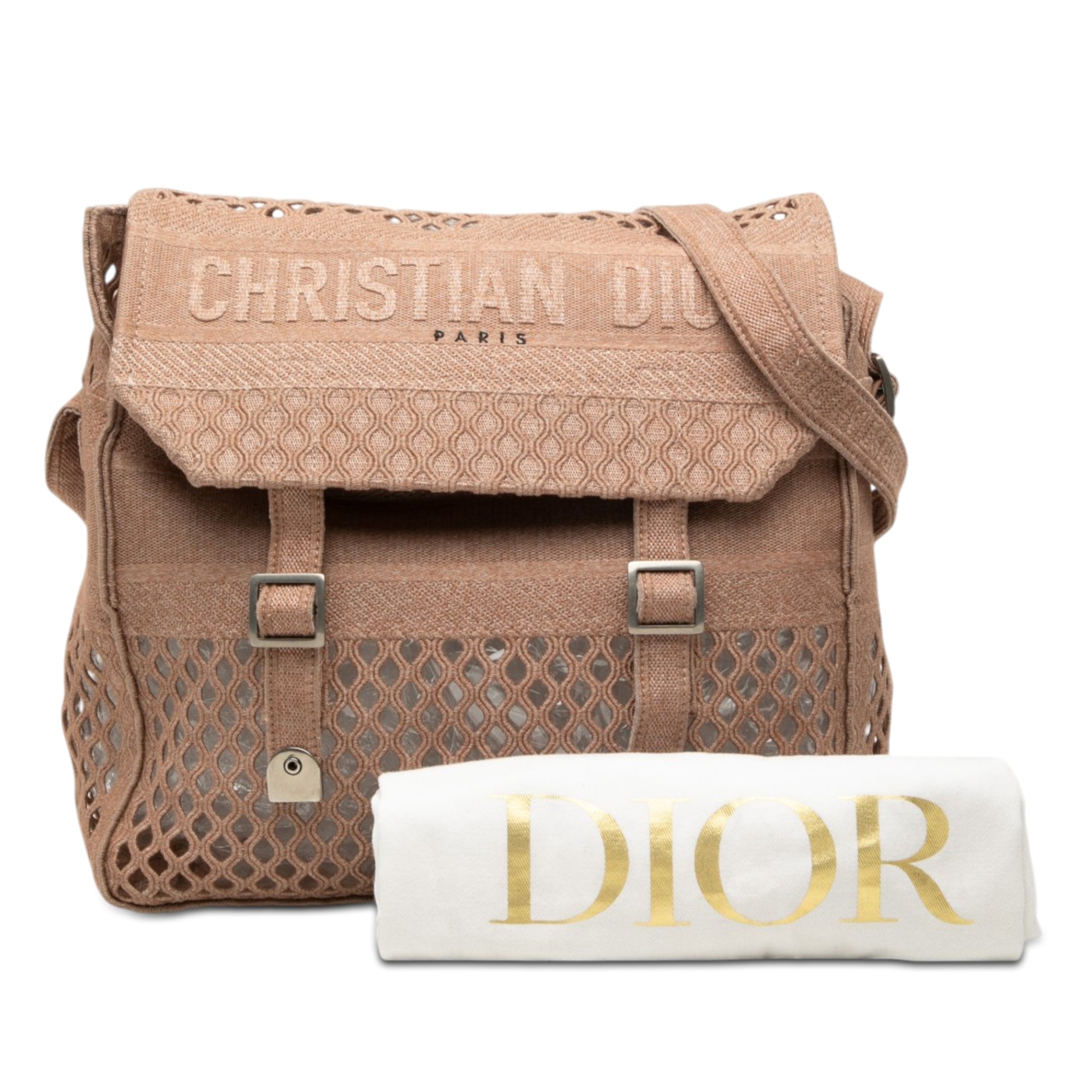 Large Embroidered Mesh Canvas Diorcamp Messenger Bag - Image 8