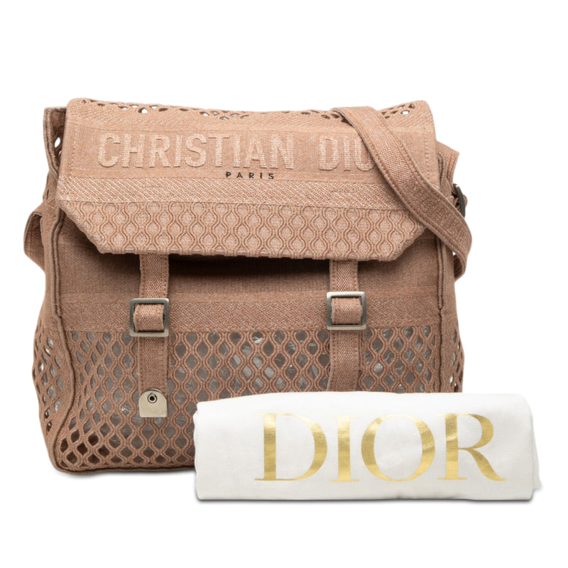 Large Embroidered Mesh Canvas Diorcamp Messenger Bag - Image 8