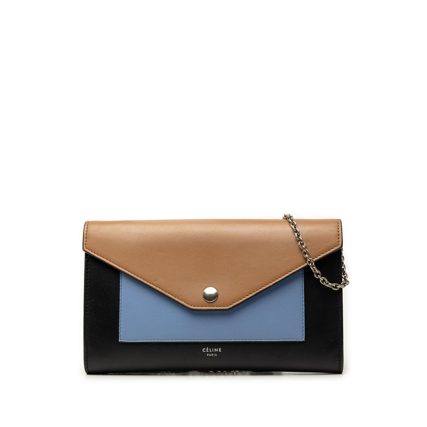 Tricolor Leather Pocket Envelope Wallet On Chain - Image 1