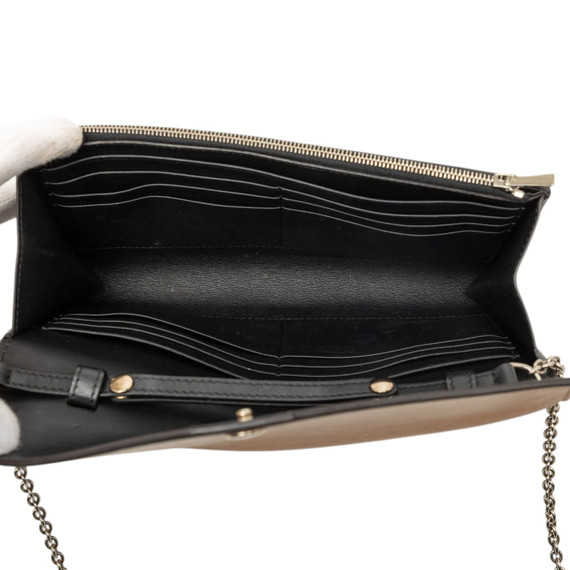 Tricolor Leather Pocket Envelope Wallet On Chain - Image 4