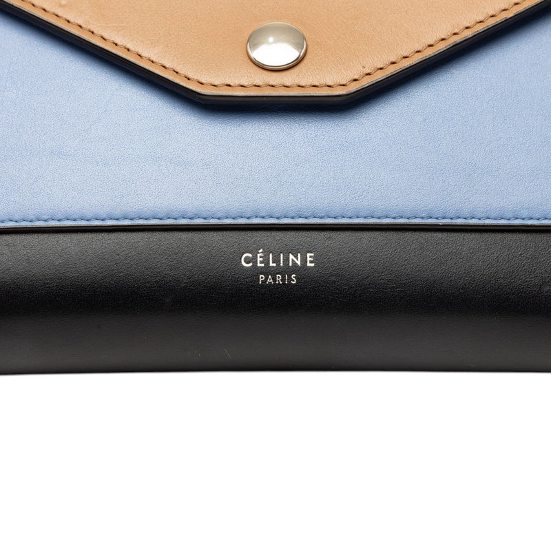 Tricolor Leather Pocket Envelope Wallet On Chain - Image 5