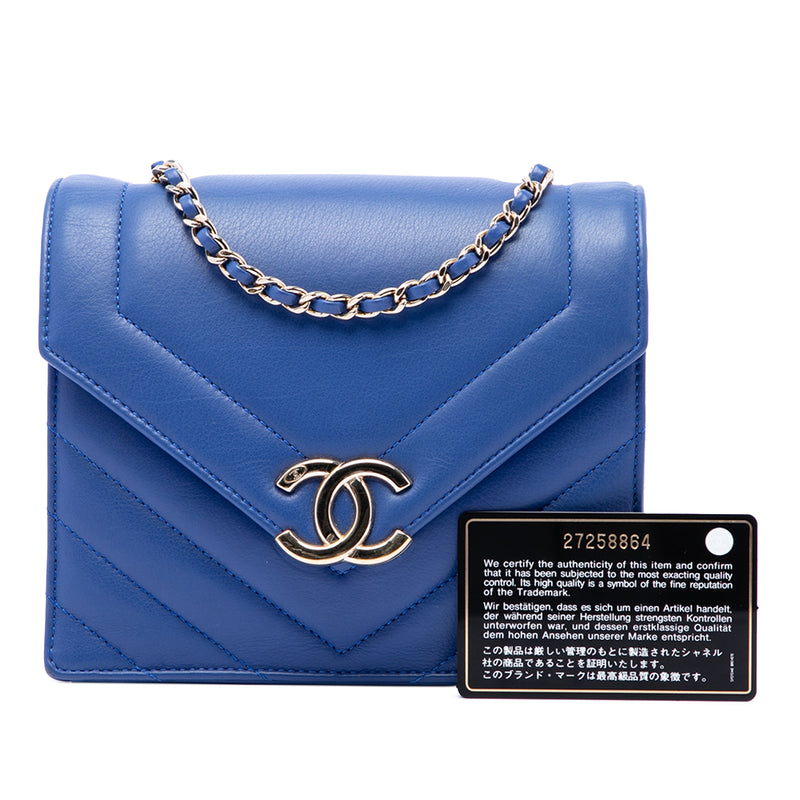 Small CC Chevron Calfskin Envelope Flap - Image 7