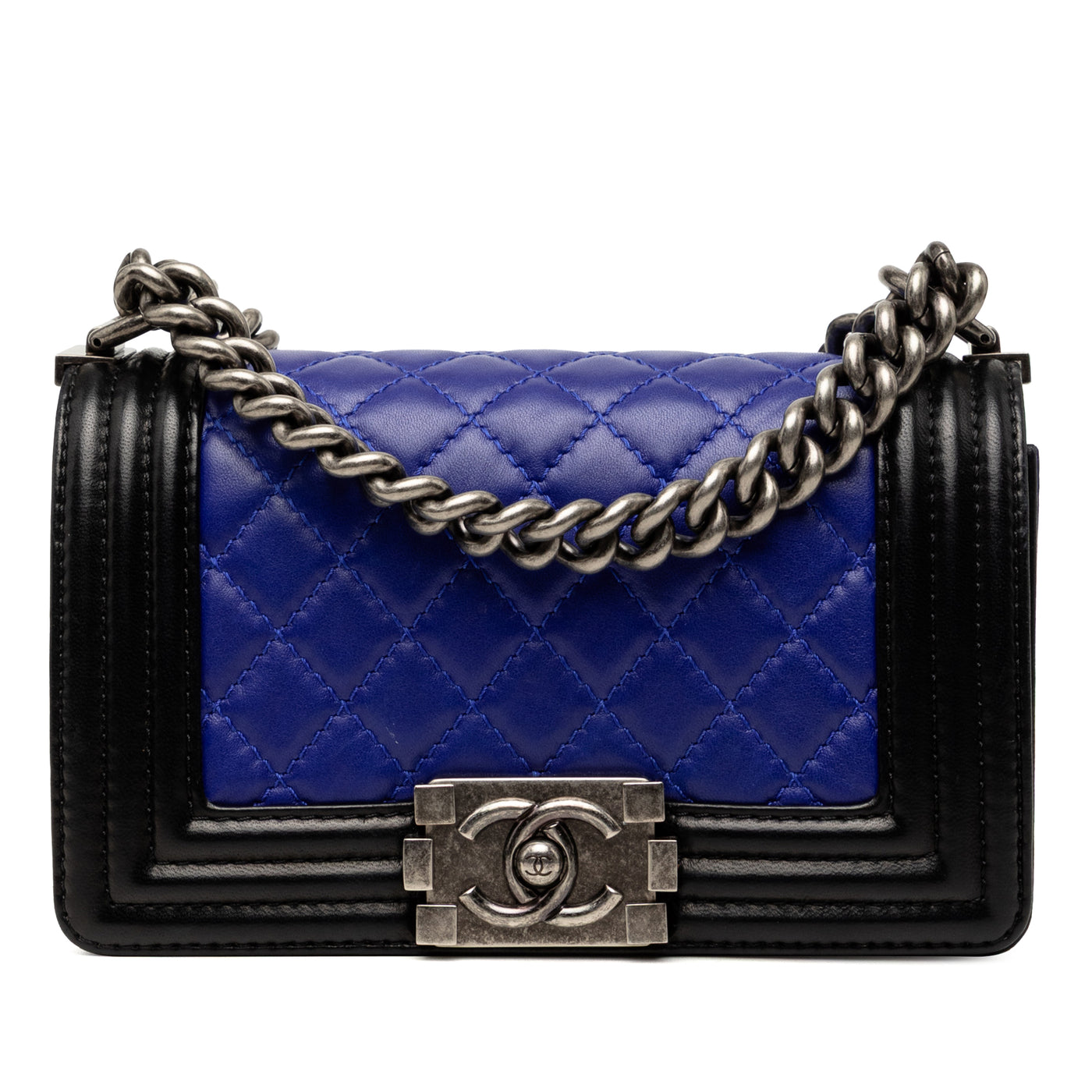 Small Bicolor Lambskin Boy Flap - Image 1