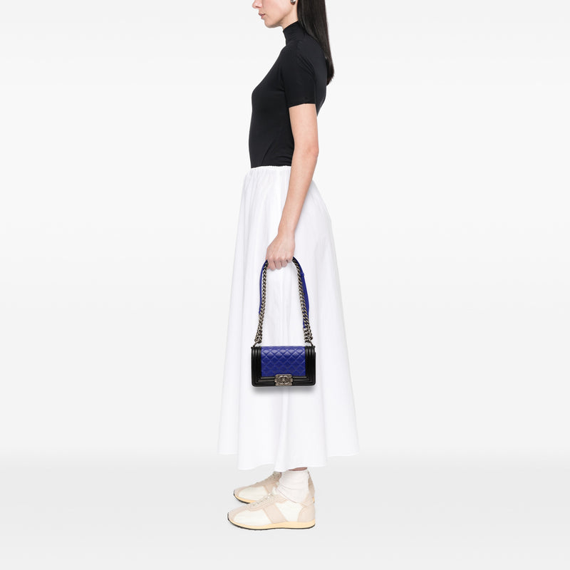 Small Bicolor Lambskin Boy Flap - Image 7