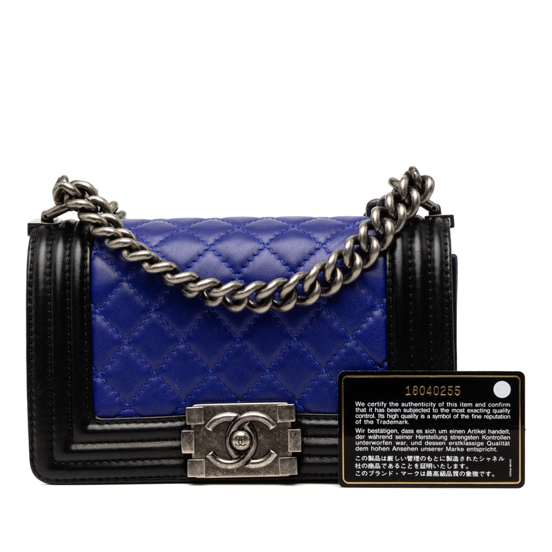 Small Bicolor Lambskin Boy Flap - Image 8