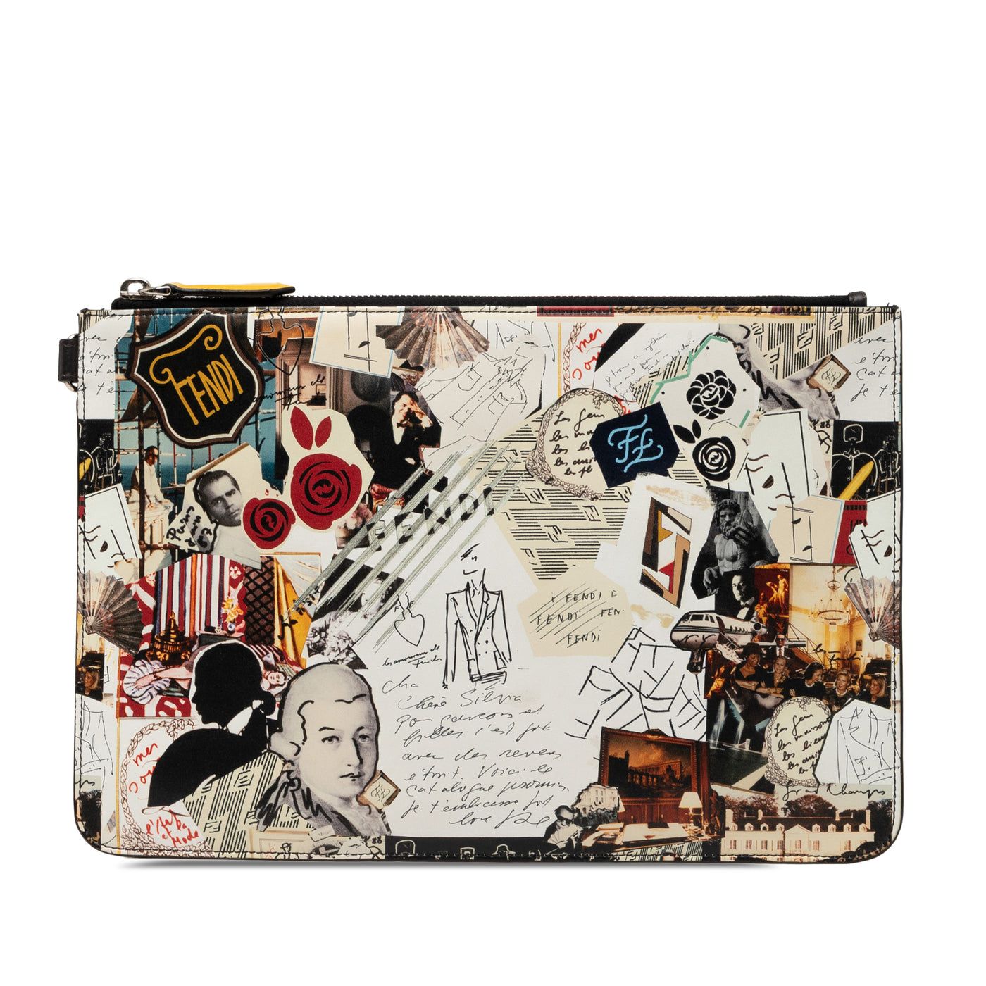 Karl Kollage Printed Leather Zip Clutch - Image 1