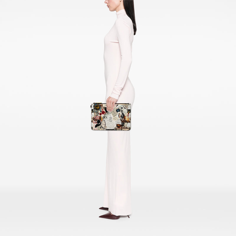 Karl Kollage Printed Leather Zip Clutch - Image 7