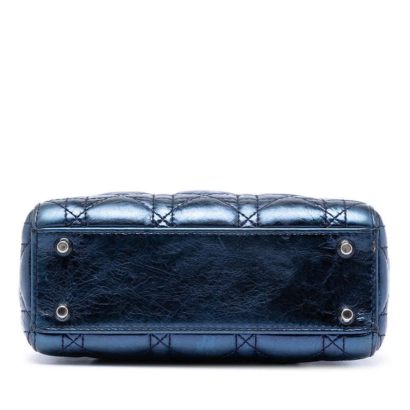 Mini Metallic Crinkled Lambskin Cannage Lady Dior - Image 3
