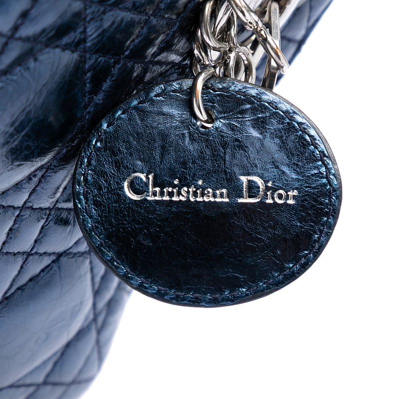 Mini Metallic Crinkled Lambskin Cannage Lady Dior - Image 5
