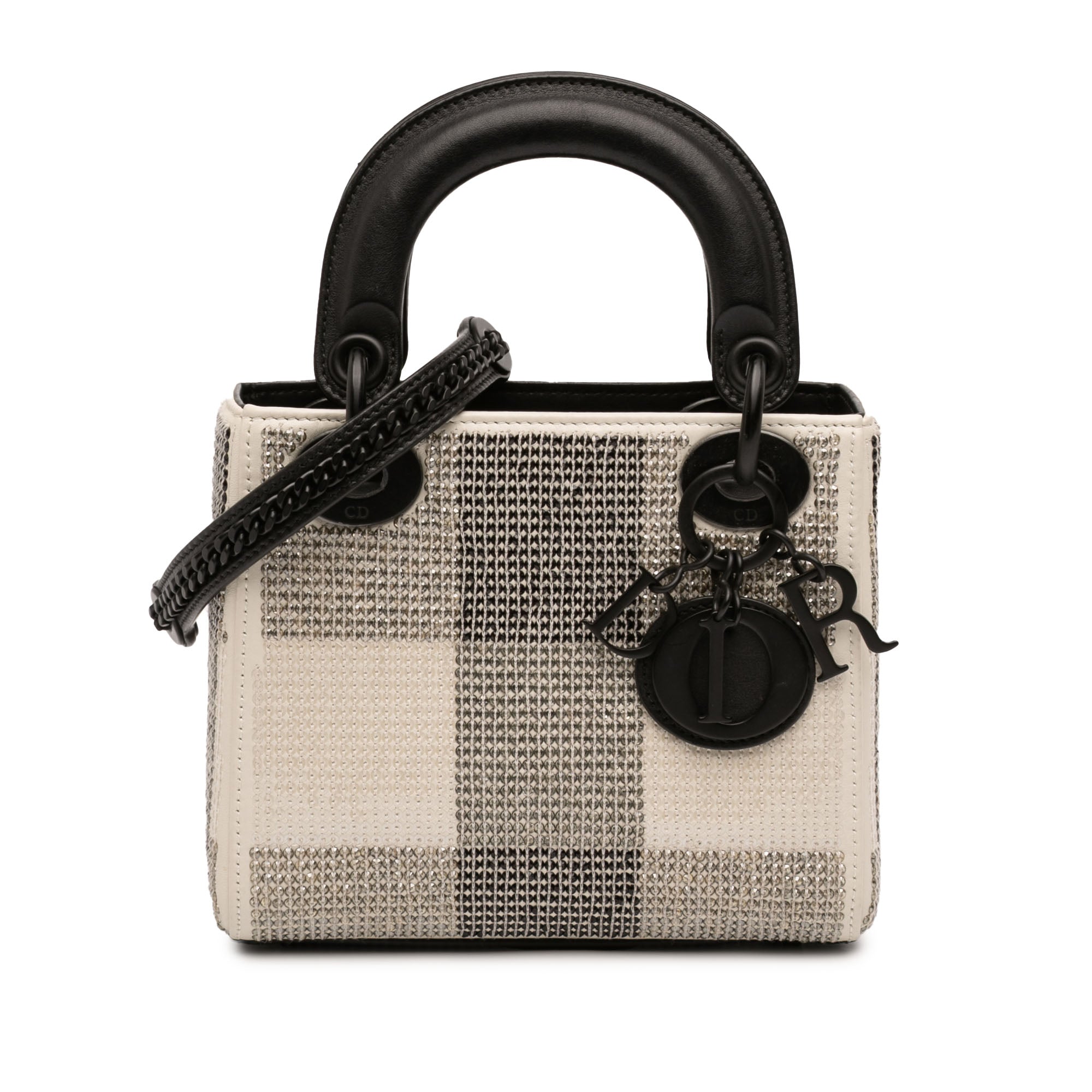 Mini Calfskin Checkered Crystal Studded Lady Dior - Image 1