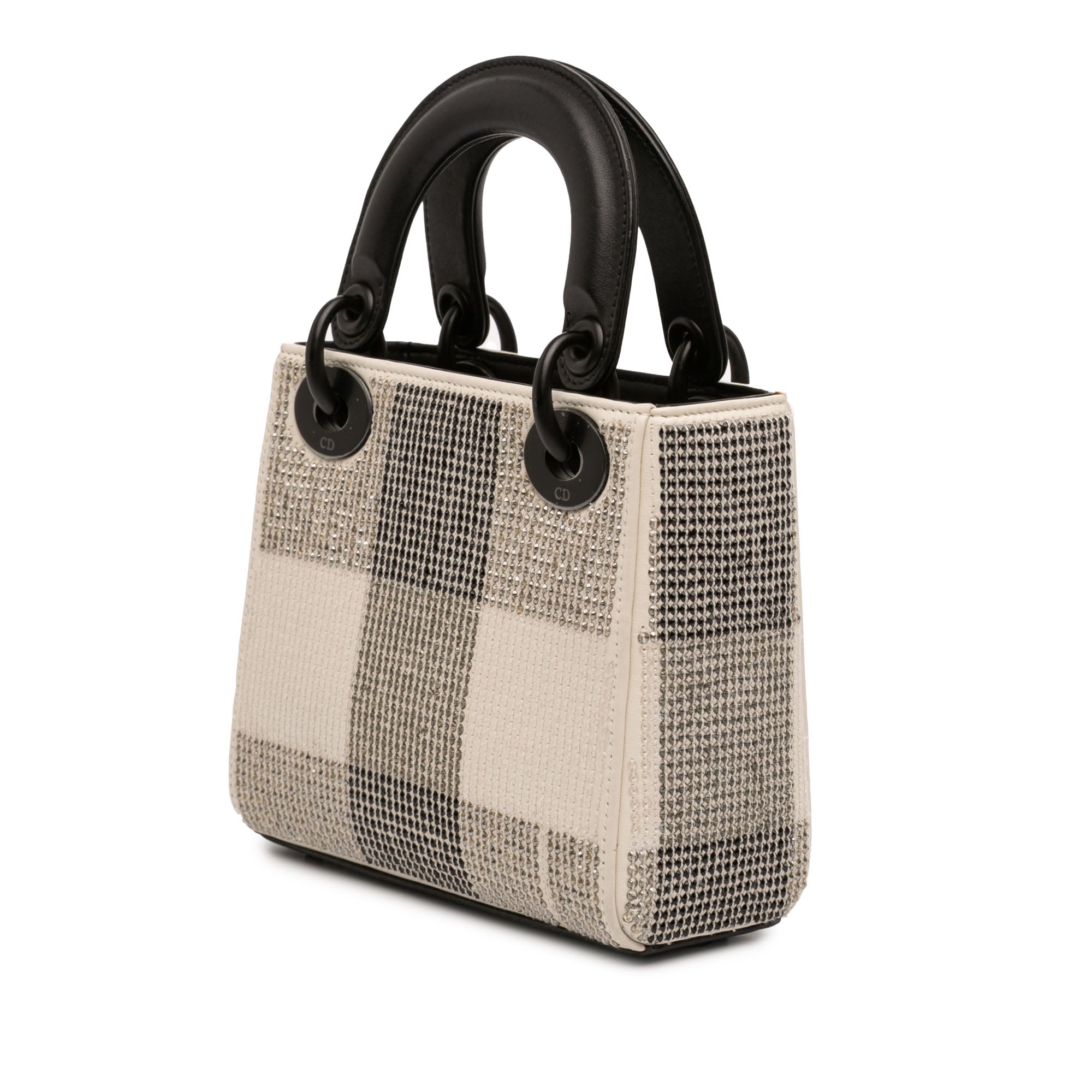 Mini Calfskin Checkered Crystal Studded Lady Dior - Image 2