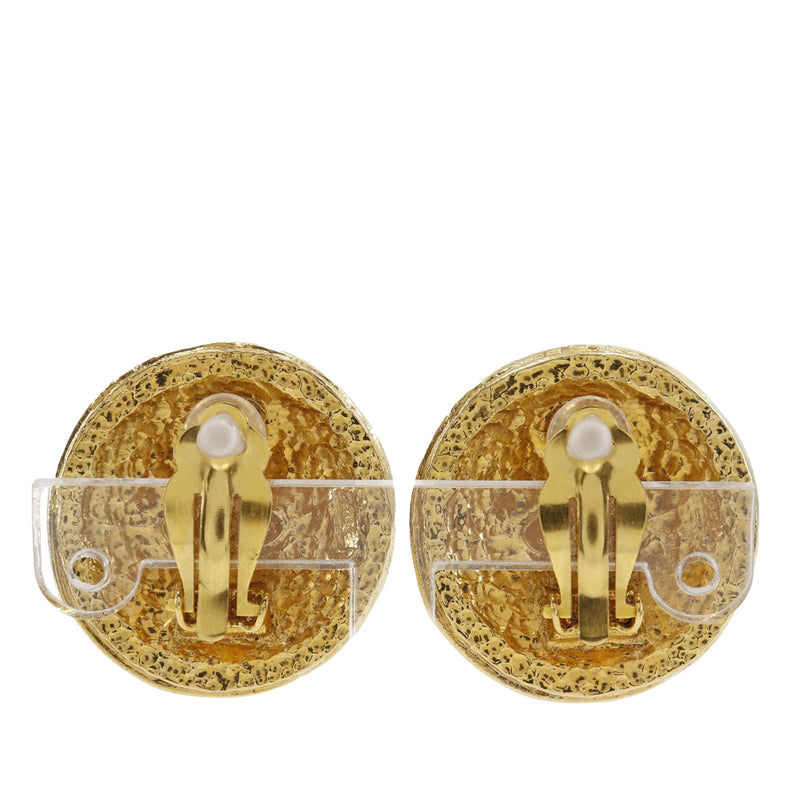 Gold Plated Rue Cambon Crest Clip On Earrings - Image 2