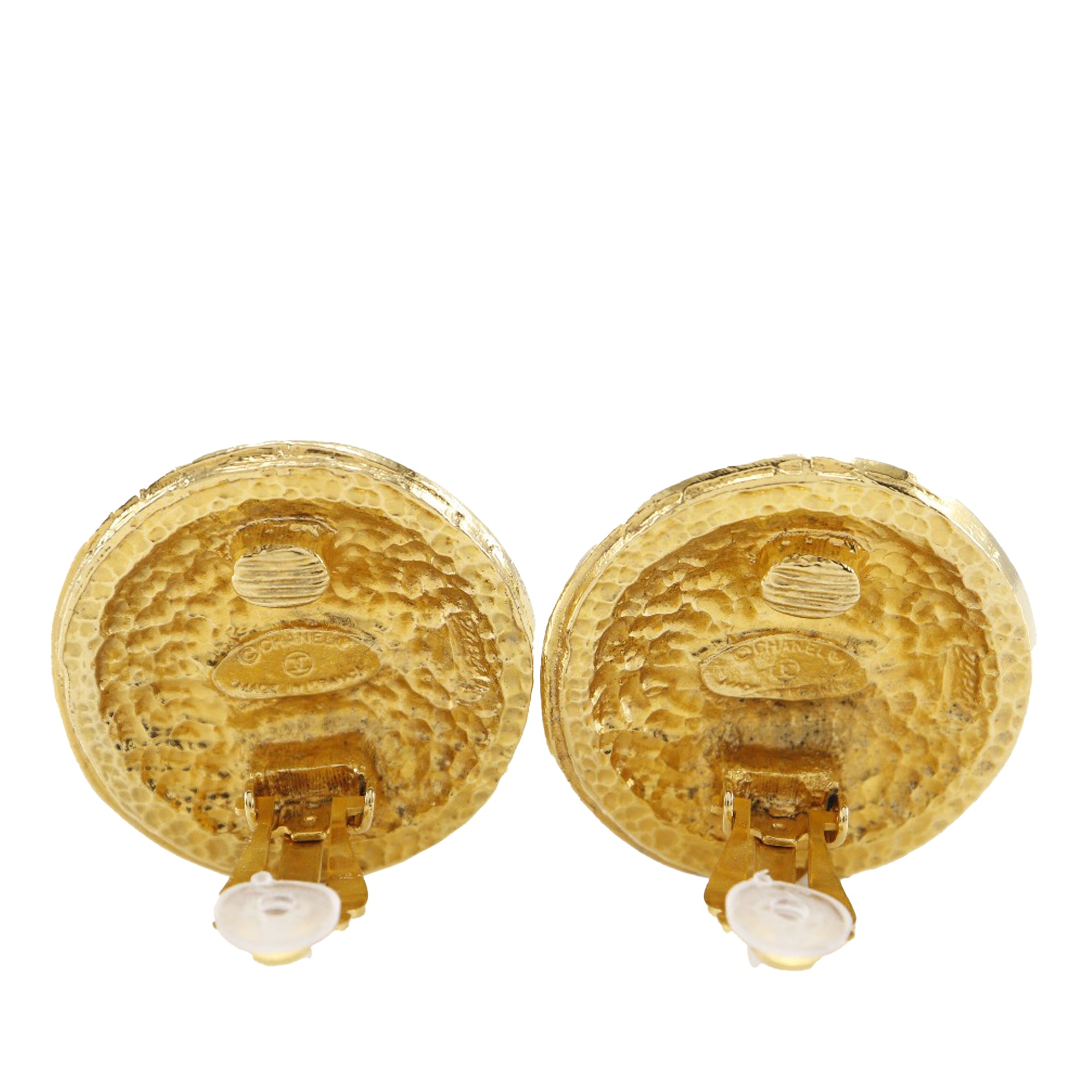 Gold Plated Rue Cambon Crest Clip On Earrings - Image 3