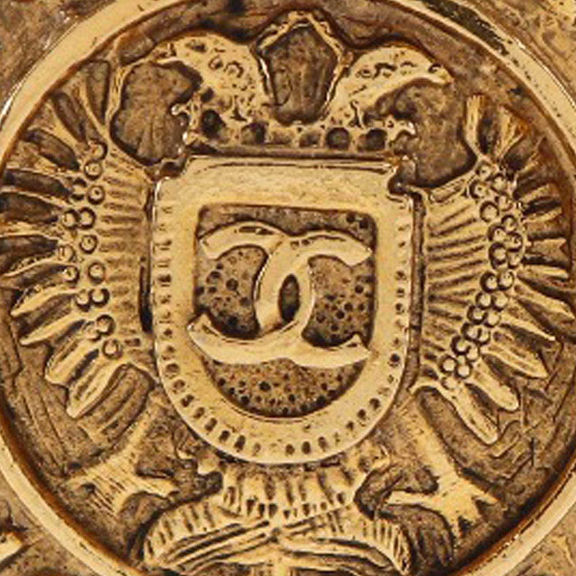 Gold Plated Rue Cambon Crest Clip On Earrings - Image 4