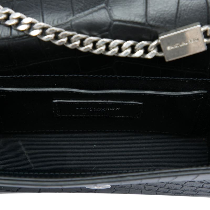 Small Croc Embossed Leather Monogram Kate Tassel Crossbody - Image 4