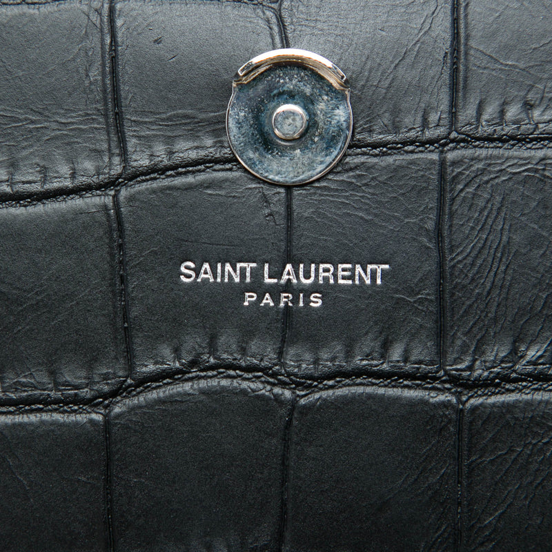 Small Croc Embossed Leather Monogram Kate Tassel Crossbody - Image 5