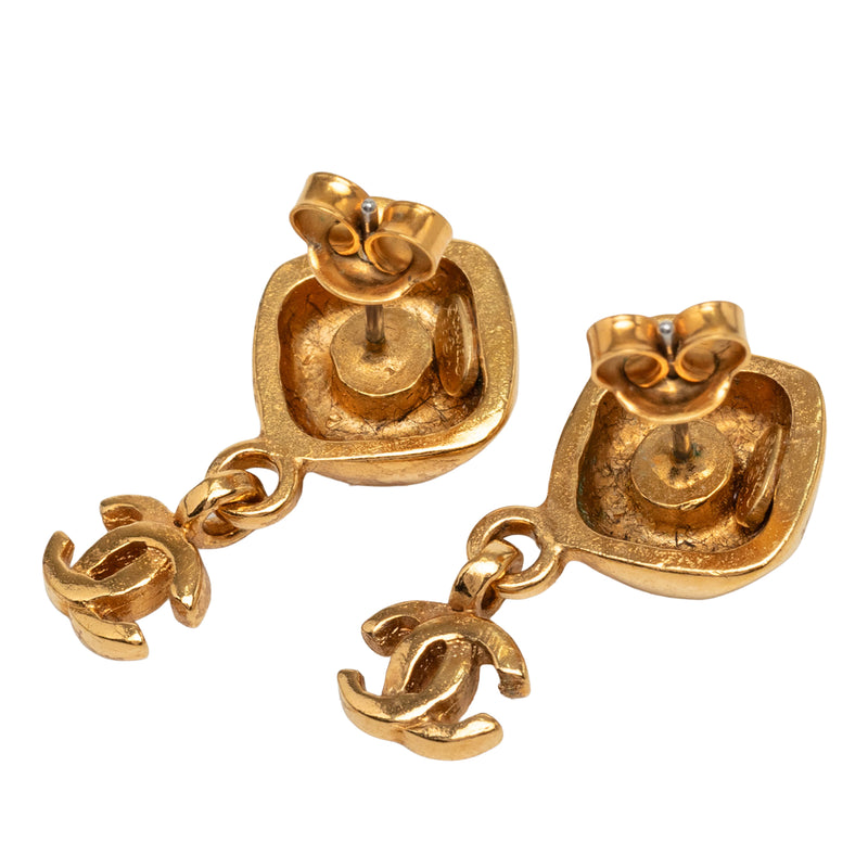 CC Gold Plated Dangling Push Back Earrings - Image 2