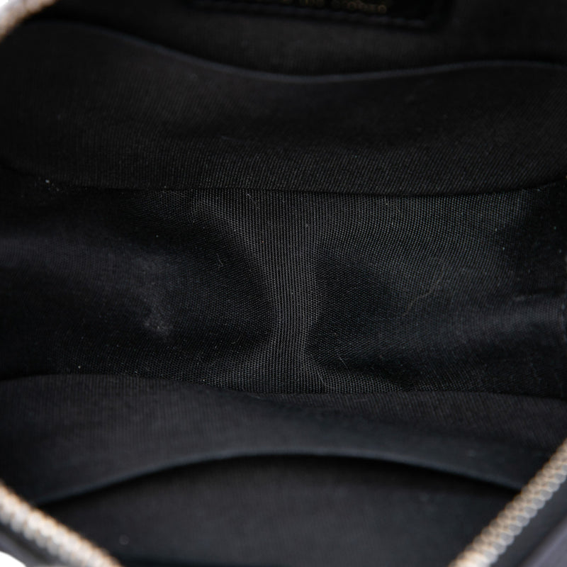 Quilted Calfskin Pearl Studded Round Clutch with Chain - Image 4