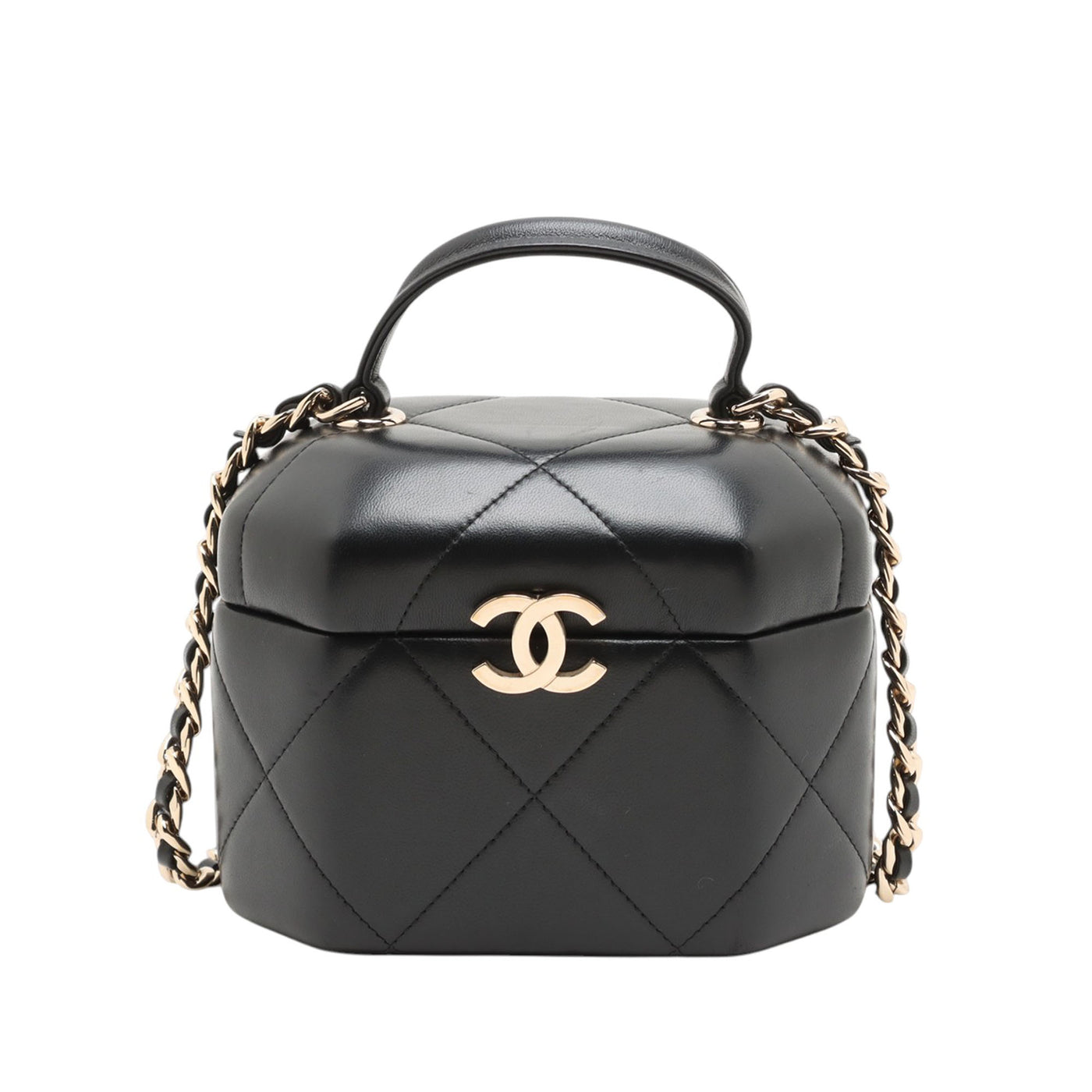 CC Quilted Lambskin Hexagon Top Handle Vanity Case - Image 1