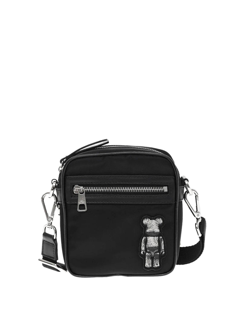 Neil Barrett Nylon Twill With Leather Trim Crossbody Bag — Black
