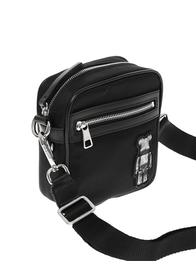 Neil Barrett Nylon Twill With Leather Trim Crossbody Bag — Black