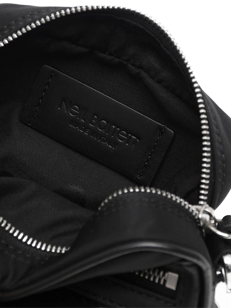 Neil Barrett Nylon Twill With Leather Trim Crossbody Bag — Black