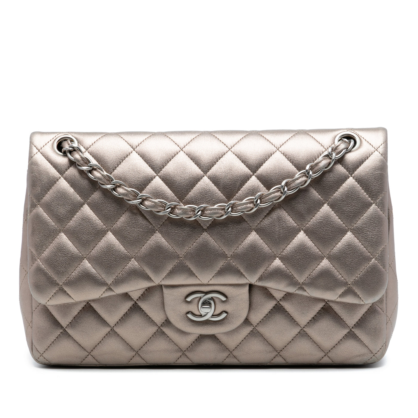 Jumbo Classic Metallic Lambskin Double Flap - Image 1