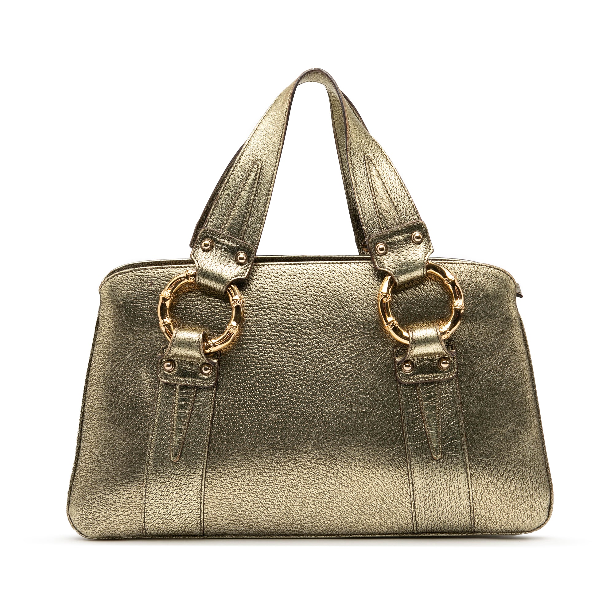 Metallic Calfskin Metal Bamboo Handbag - Image 1