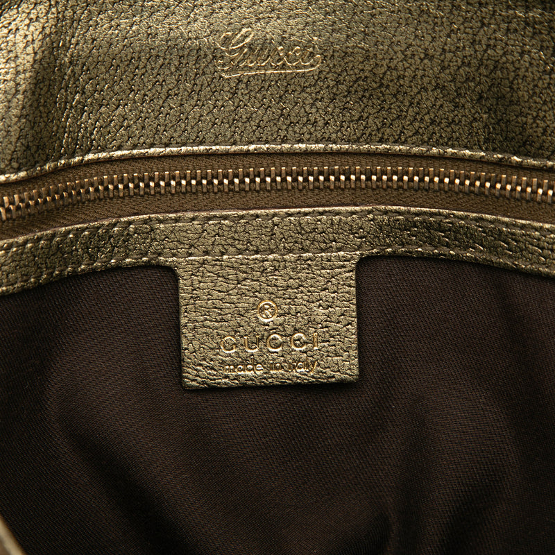 Metallic Calfskin Metal Bamboo Handbag - Image 5