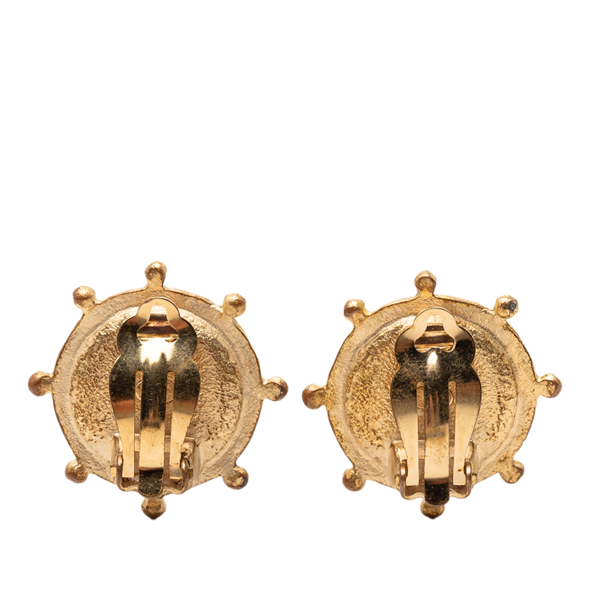 CC Gold Plated Faux Pearl and Strass Clip on Earrings - Image 2