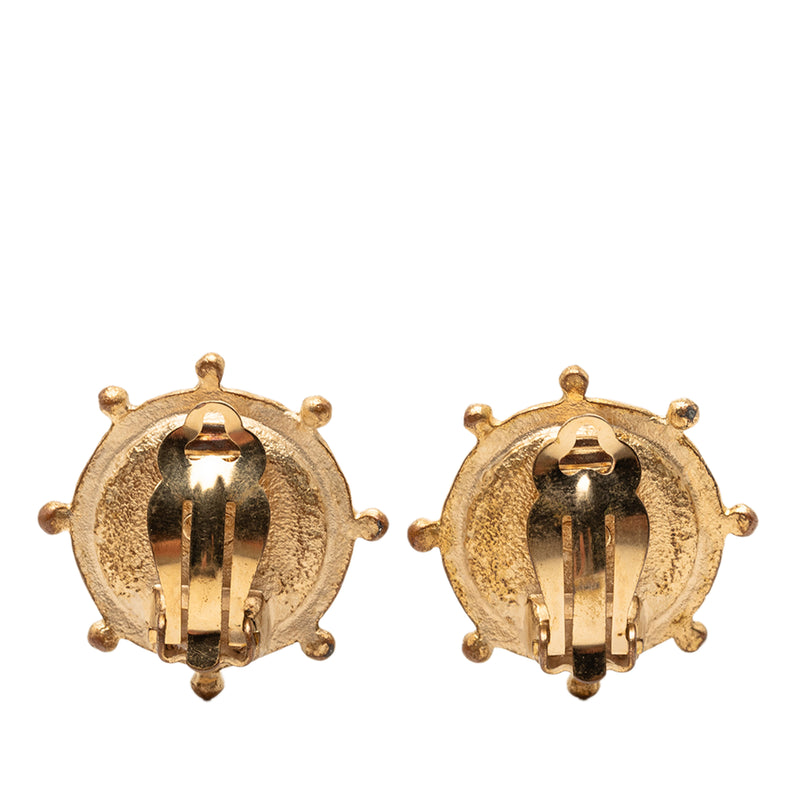 CC Gold Plated Faux Pearl and Strass Clip on Earrings - Image 2