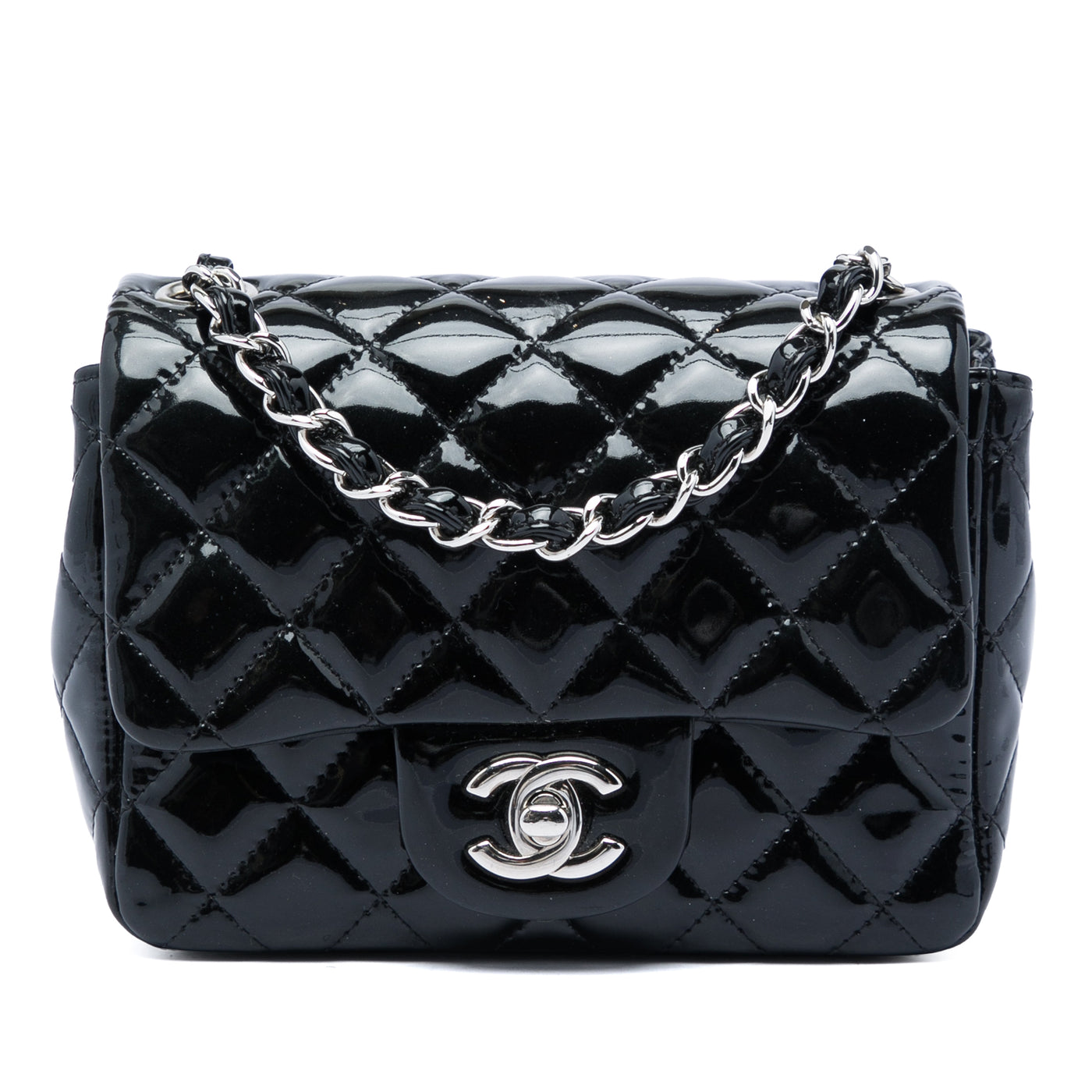 Mini Square Classic Patent Single Flap - Image 1