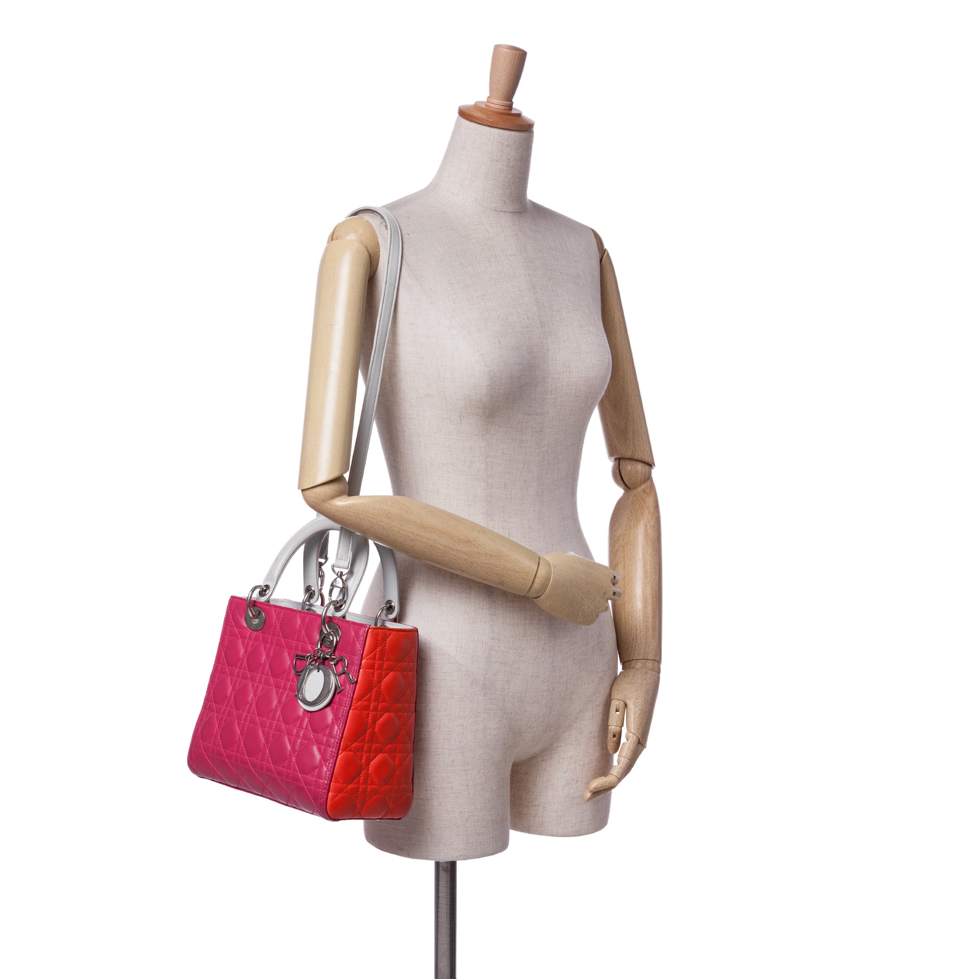 Medium Tricolor Lambskin Cannage Lady Dior - Image 10