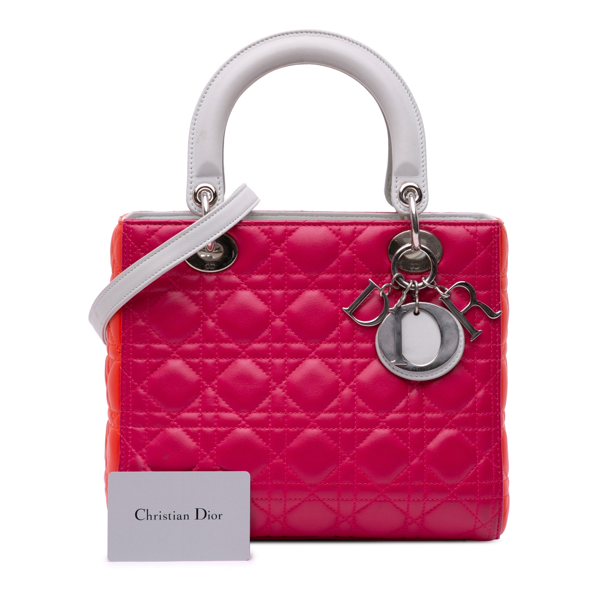 Medium Tricolor Lambskin Cannage Lady Dior - Image 11