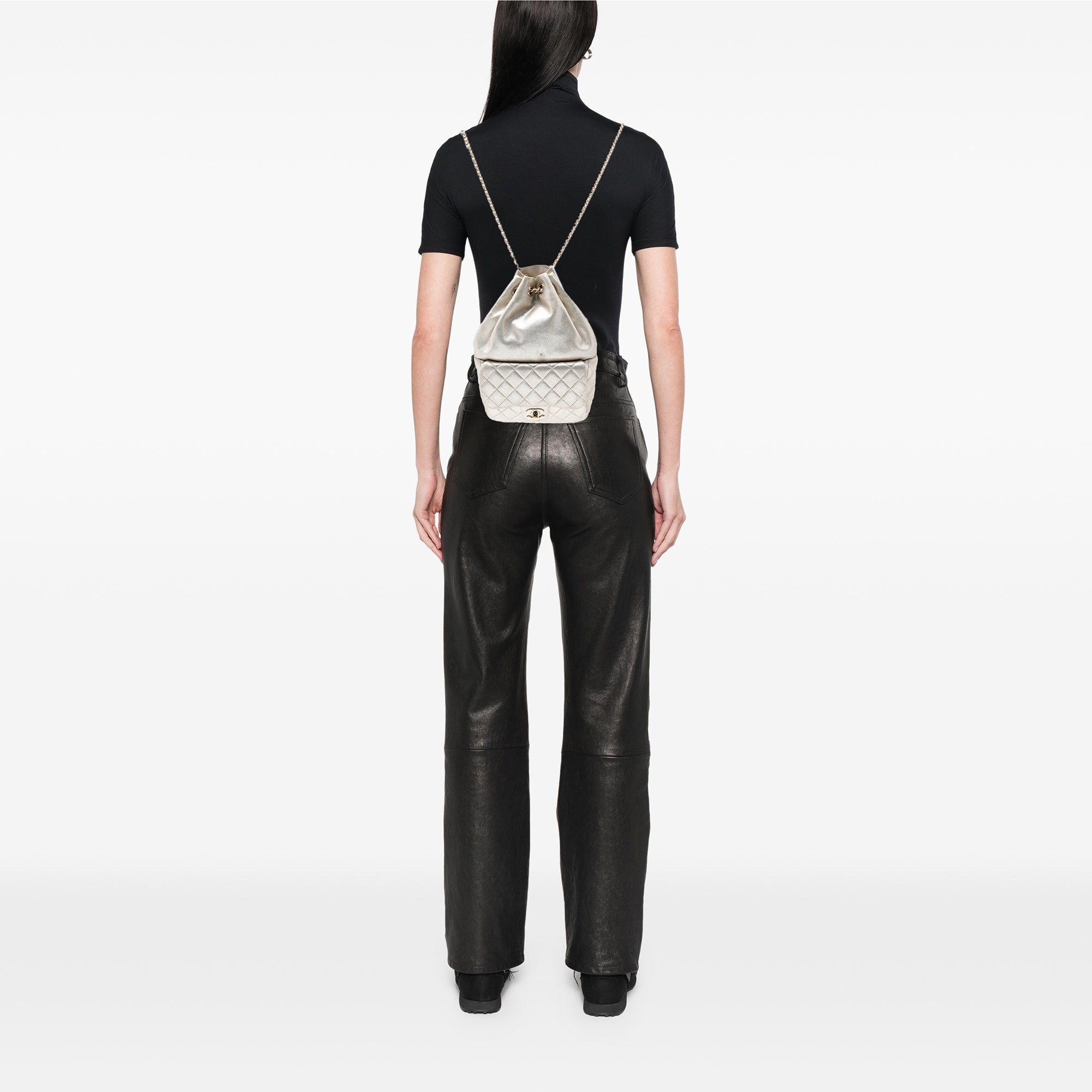 Small Metallic Lambskin In Seoul Backpack - Image 7