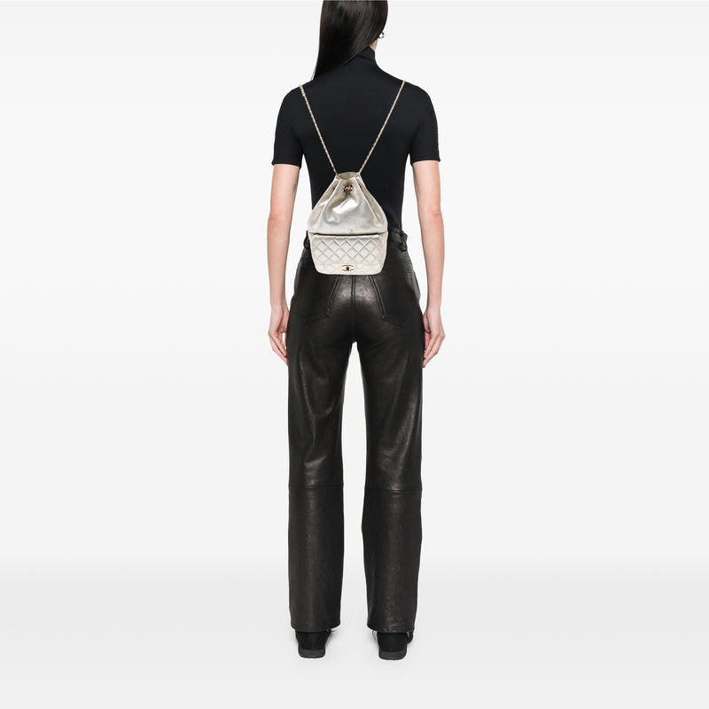 Small Metallic Lambskin In Seoul Backpack - Image 7
