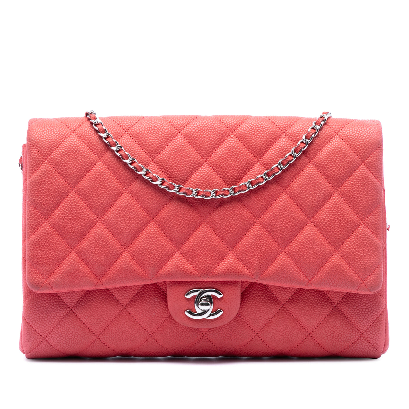 Quilted Caviar Flap Clutch with Chain - Image 1