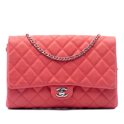 Quilted Caviar Flap Clutch with Chain - Image 1