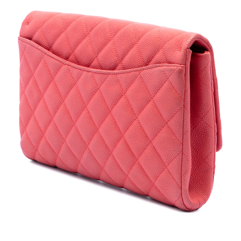 Quilted Caviar Flap Clutch with Chain - Image 2