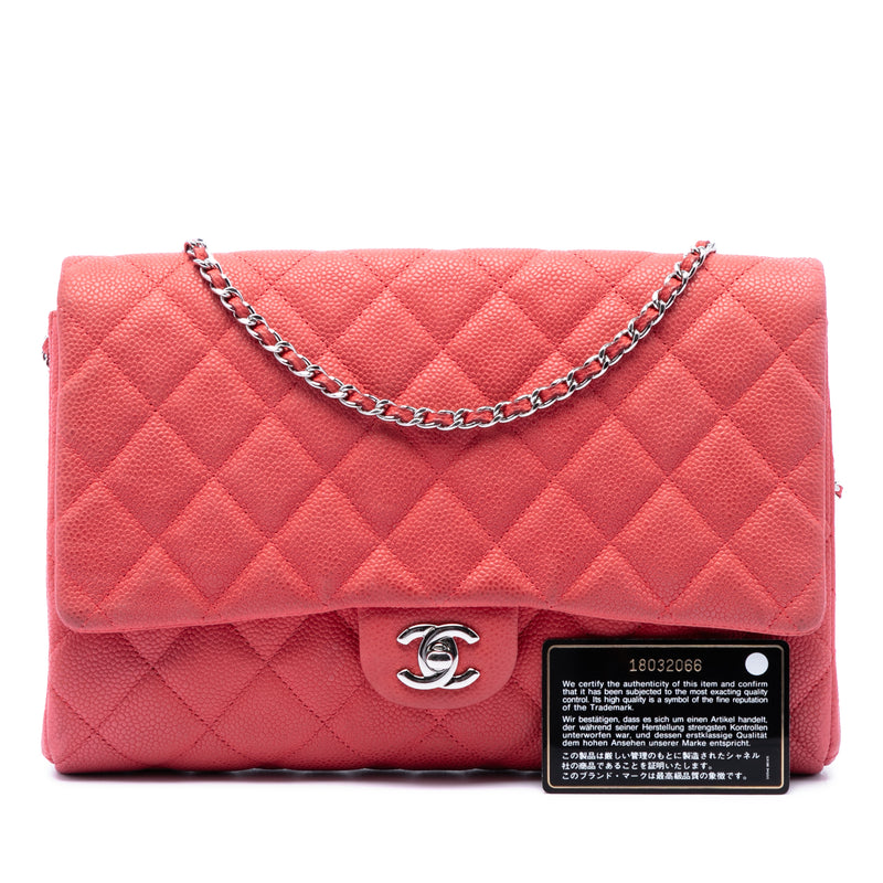 Quilted Caviar Flap Clutch with Chain - Image 7