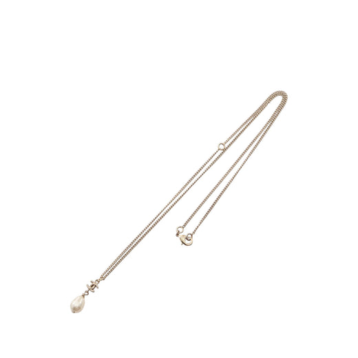 CC Gold Plated Faux Pearl Teardrop Pendant Necklace - Image 1