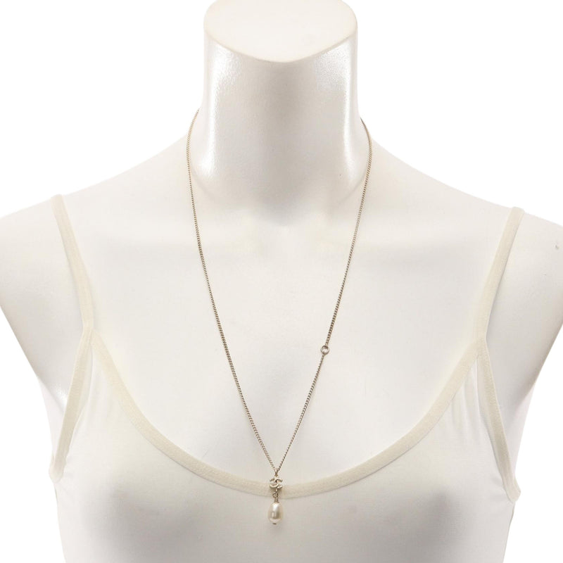 CC Gold Plated Faux Pearl Teardrop Pendant Necklace - Image 5
