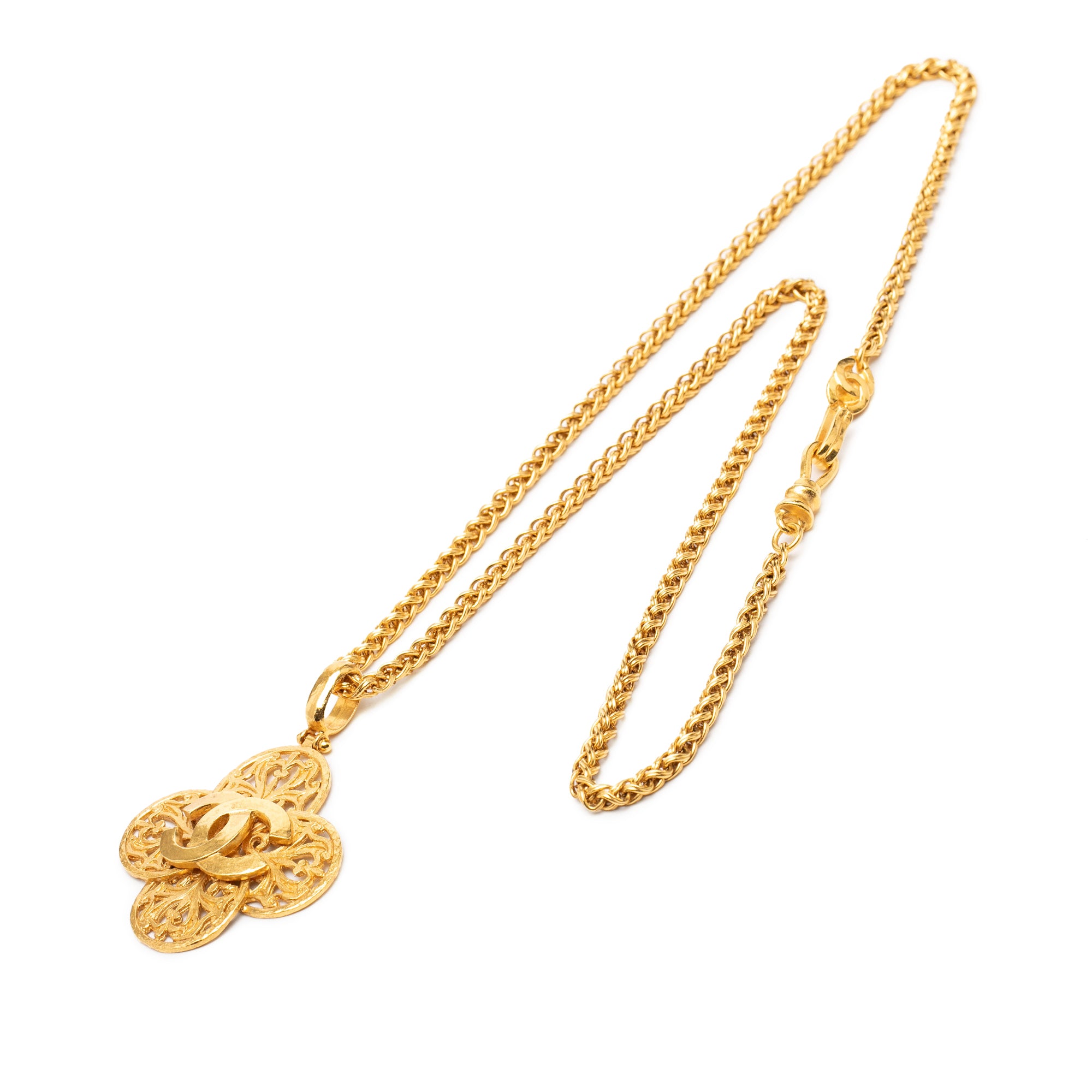 CC Gold Plated Clover Pendant Necklace - Image 1