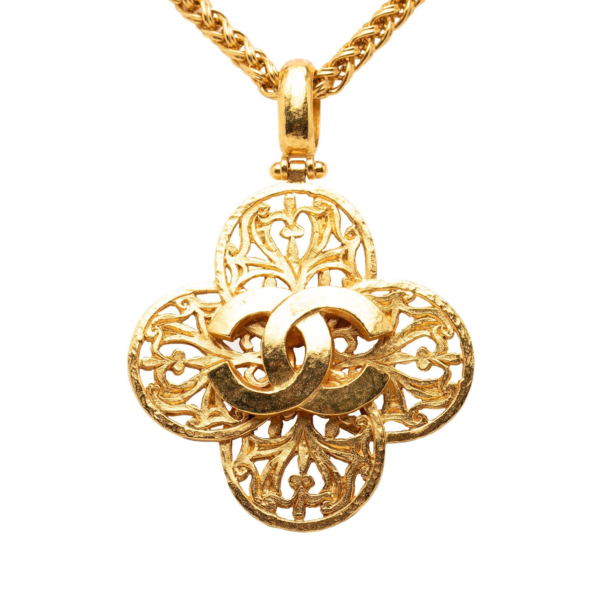 CC Gold Plated Clover Pendant Necklace - Image 2
