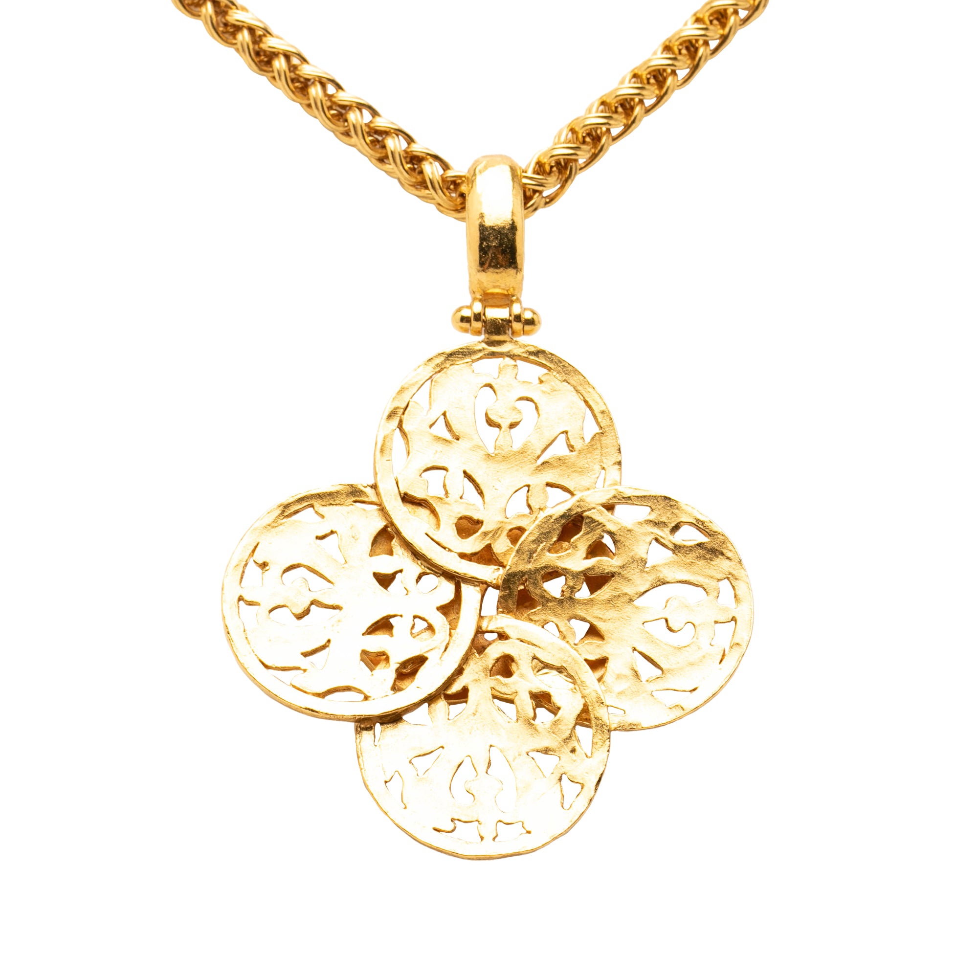 CC Gold Plated Clover Pendant Necklace - Image 3